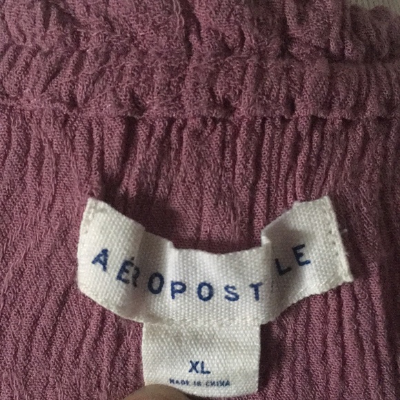 Aeropostale Mauve Rayon and Lace Off The Shoulder Cropped Top: Size XL - Picture 6 of 8
